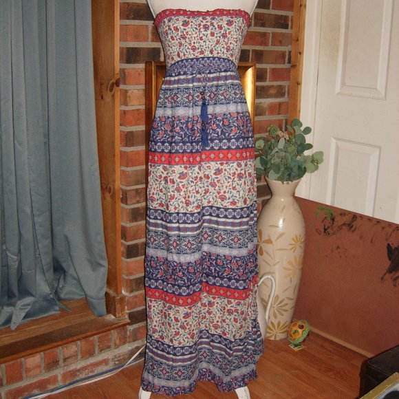 Motherhood Maternity Floral Maxi Dress - Red and Blue - Picture 1 of 5